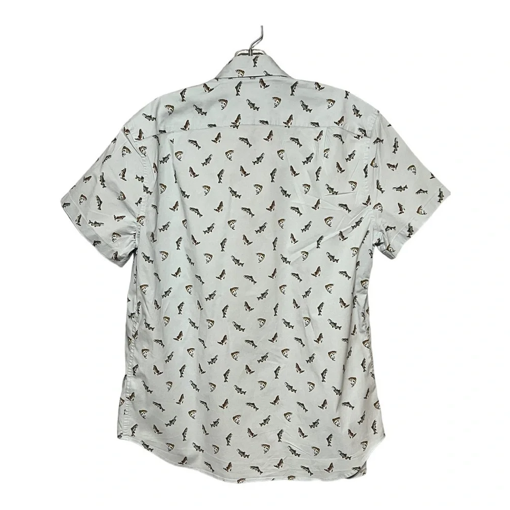 J. Crew Mercantile Flex Bass Printed Button Up Short Sleeve Shirt Small